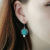 Boucles d'oreilles Galet en argent et céramique turquoise
