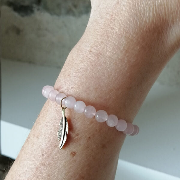 Bracelet plume quartz rose